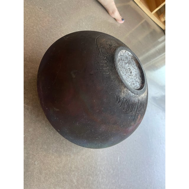 Rare Karl Christiansen 1985 Signed Large Scale Raku Ceramic Geometric Pierced Art Vessel VaseVase Wilton Iowa For Sale - Image 12 of 12
