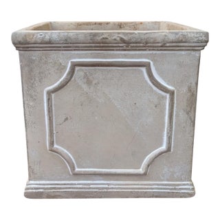 Classic Traditional Cumberland Square Paneled Concrete Planter Box For Sale