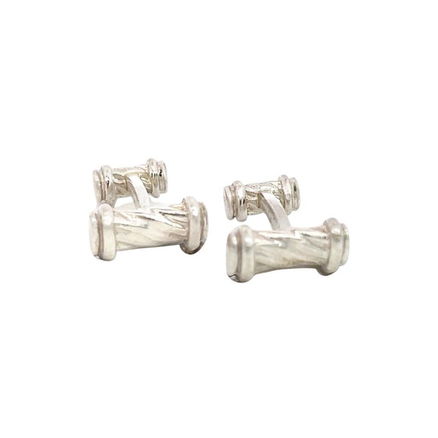 Modern Late 20th Century Tiffany & Co Estate "Atlas" Cufflinks Sterling Silver 9.29 Grams, A Pair For Sale - Image 3 of 5