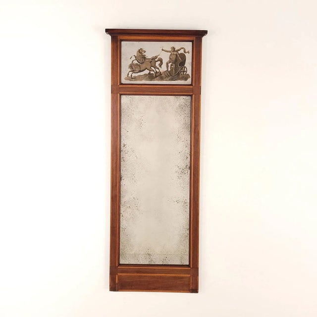 Danish Reverse Glass Painted Trumeau Mirror For Sale In San Francisco - Image 6 of 6