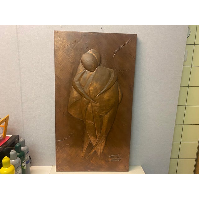 Wall Decoration in Metal & Copper with Abstract Familyscene, 1970s For Sale - Image 6 of 13