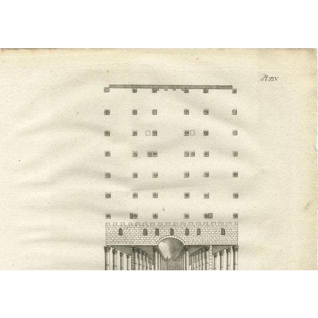 Hall of Joseph’s Granaries in Egypt – Floor Plan and Elevation Engraving, 1776 : This antique architectural engraving from...