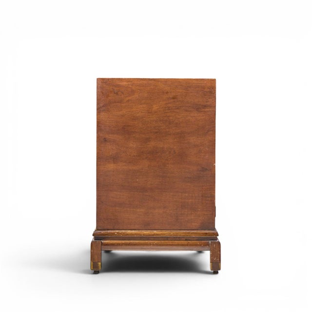 Johnson Furniture Co. Renzo Rutili for Johnson Furniture Mid Century Walnut and Brass Credenza For Sale - Image 4 of 11