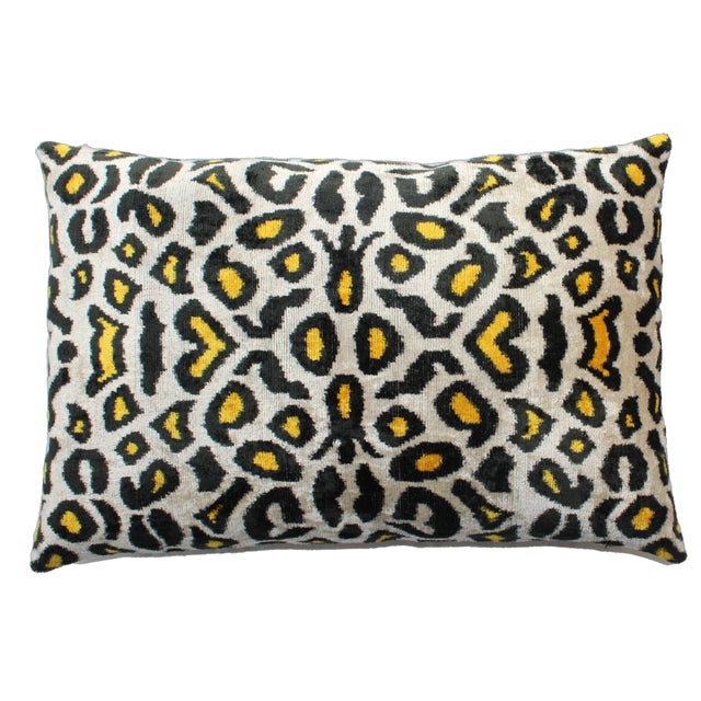 Contemporary Boho Chic Silk Velvet Ikat Pillow Cover Bohemian Pillow For Sale - Image 13 of 13
