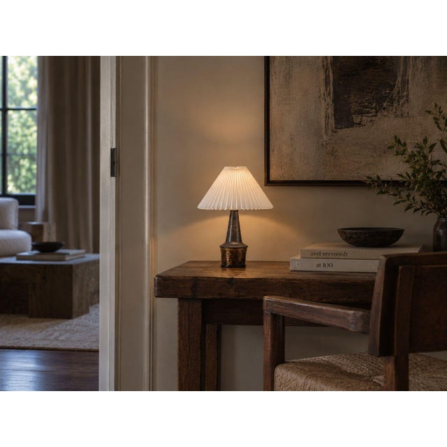 Nils Kähler, Danish Mid-Century Modern, Large Table Lamp, Brown Glazed Stoneware, Denmark, 1960s A large brown glazed...