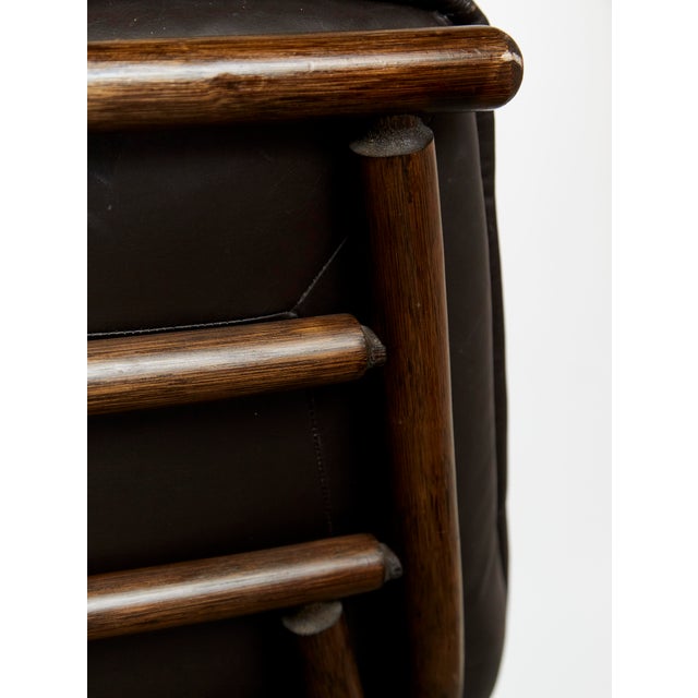 Set of Bamboo and Leather Lounge Chair and Ottoman, 1970s For Sale - Image 6 of 18