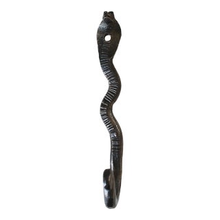 Vintage Black Cast Iron Cobra Snake Wall Hook For Sale