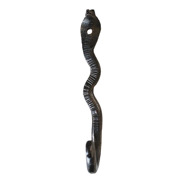 Vintage Black Cast Iron Cobra Snake Wall Hook For Sale
