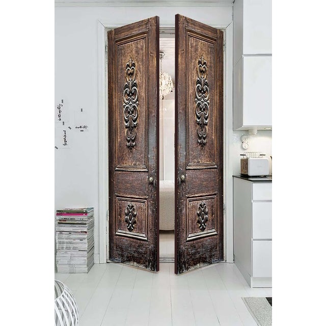 Baroque Baroque Raised-Panel Solid Wood Door With Double Scroll Carving For Sale - Image 3 of 11