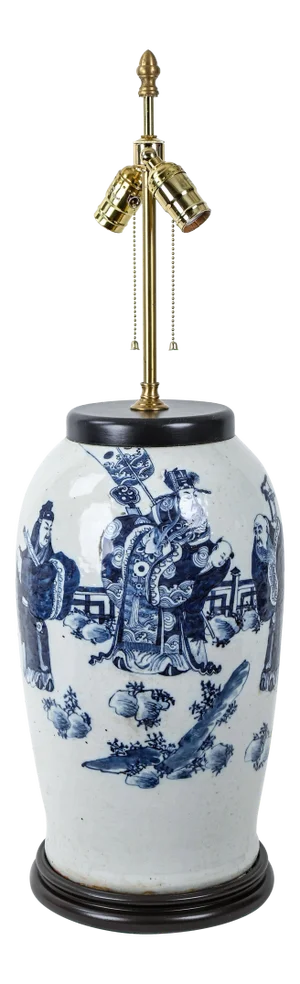 19th Century Chinese Blue and White Porcelain Vase Table Lamp
