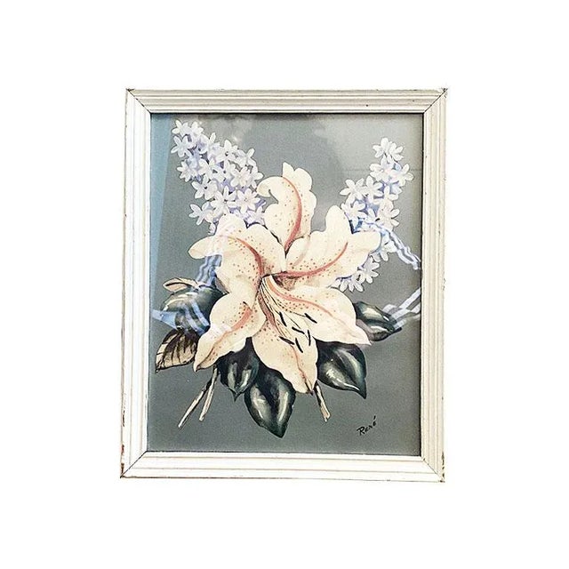 Late 20th Century Framed Botanical Print of a Stargazer Lily by Rene White For Sale - Image 5 of 5