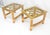 Pair Thick Bamboo Glass Top Rectangle Glass Top End Side Lamp Tables MINT For Sale - Image 6 of 18