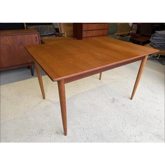 Mid-Century Modern Mid-Century Modern Danish Extendable Teak Dining Table For Sale - Image 3 of 13