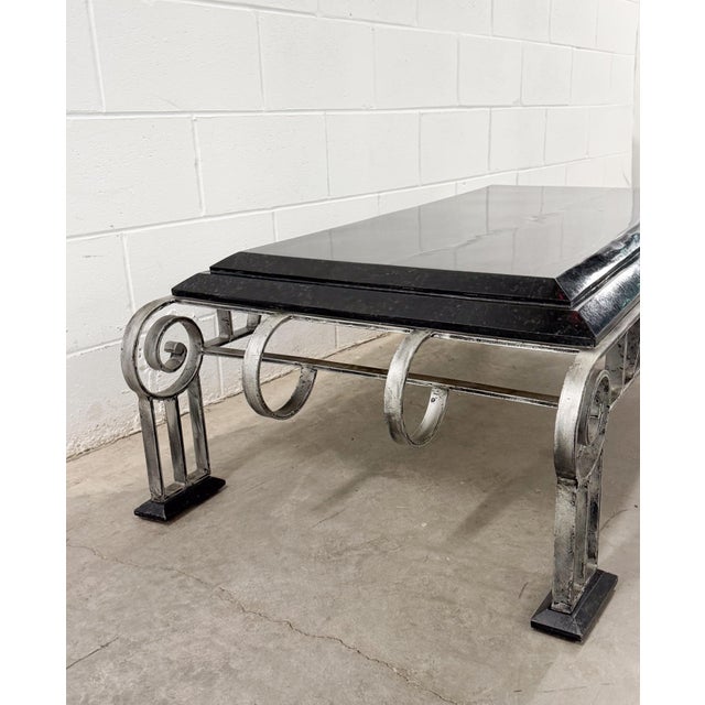 Mid 20th Century Art Deco Style Arched Wrought Iron Coffe and Side Table For Sale - Image 11 of 13