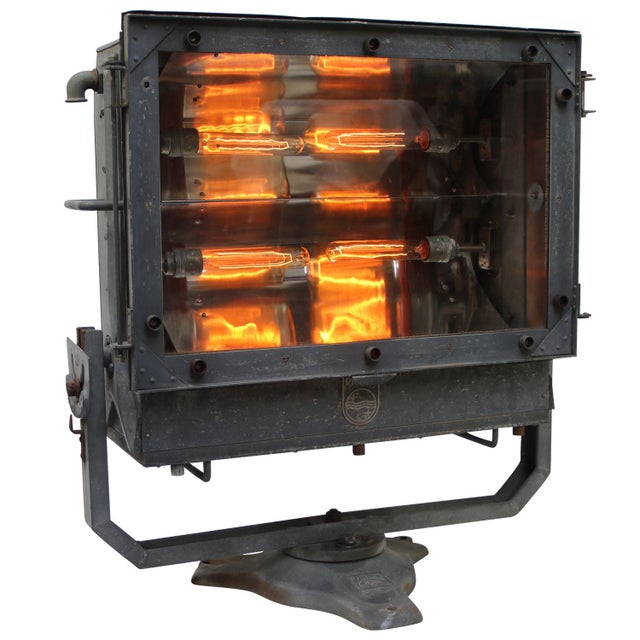 French Airport Spotlight Floor Lamp in Blue Grey Metal and Glass For Sale - Image 10 of 10