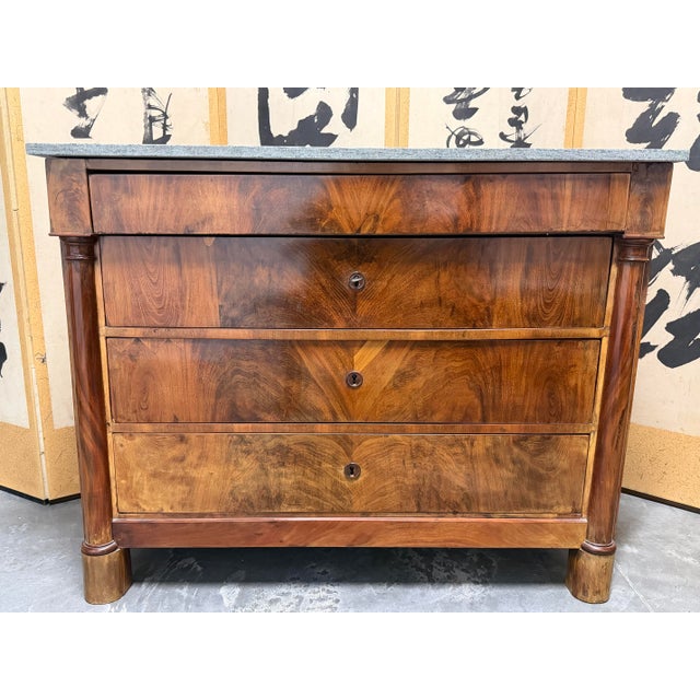 French Antique 19th Century French Empire Chest of Drawers With Marble Top For Sale - Image 3 of 9