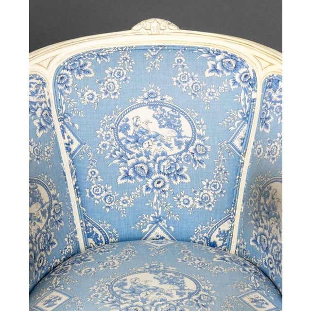 Louis XV Style White Painted Bergeres, Pair For Sale - Image 4 of 7
