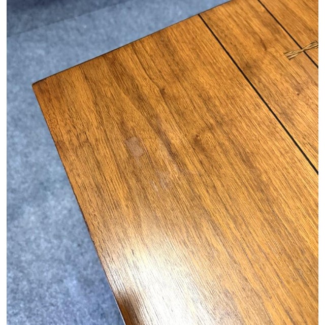 Mid-Century Modern Lane Tuxedo Bowtie-Inlaid Drop Leaf Dining Table For Sale - Image 12 of 15