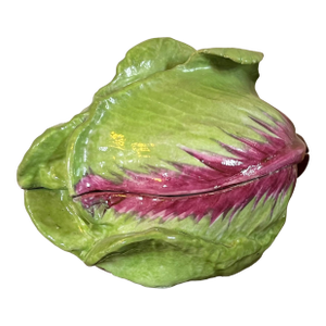 Antique 19th Century French Paris Porcelain Lettuceware Jacob Petit Lettuce or Cabbage Leaf Box or Small Tureen