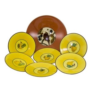 1950’s Vintage Royal Copenhagen Fruit Yellow Orange Decoration Plates- Set of 7