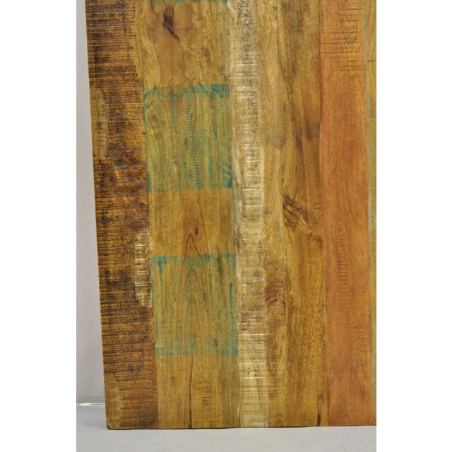 Industrial Style Cast Iron and Reclaimed Wood Farmhouse Rustic Dining Table For Sale - Image 11 of 12