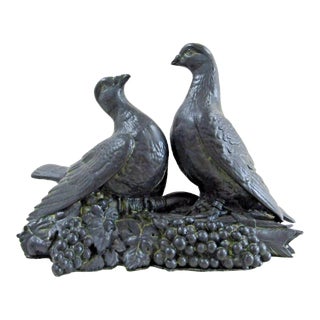 1960s Two Lovebirds on Grapes and Quiver Sculpture in the Style of Louis-Albert Carvin For Sale