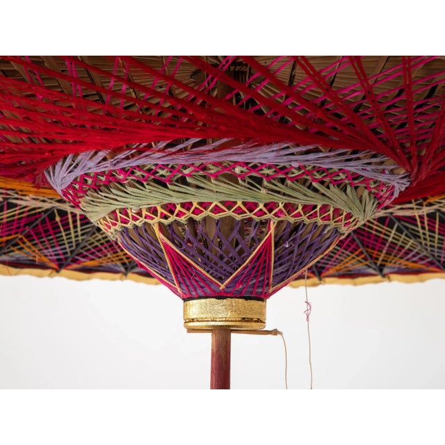 Wood Gold Umbrella With Rainbow Accent For Sale - Image 7 of 12