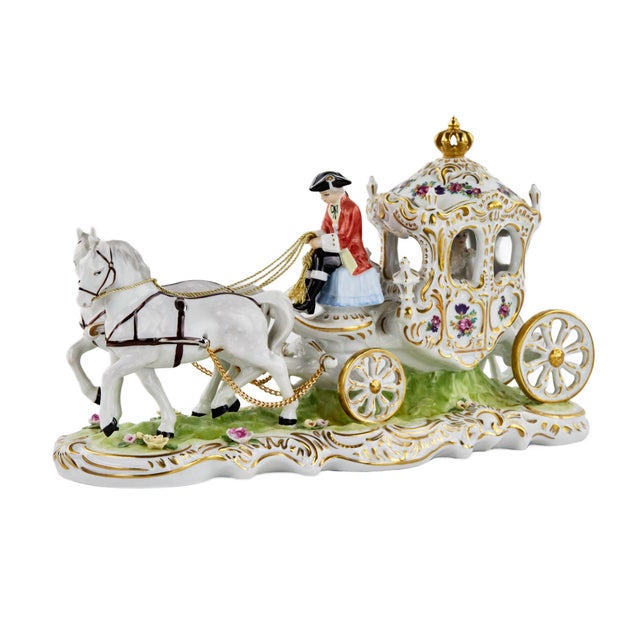 20th Century Romantic Porcelain Composition with Carriage from Dresden For Sale - Image 9 of 9