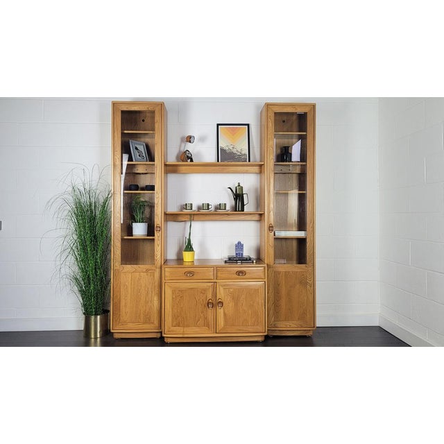 Tall Windsor Glazed Display Cabinet attributed to Lucian Ercolani for Ercol, 1990s For Sale - Image 15 of 17