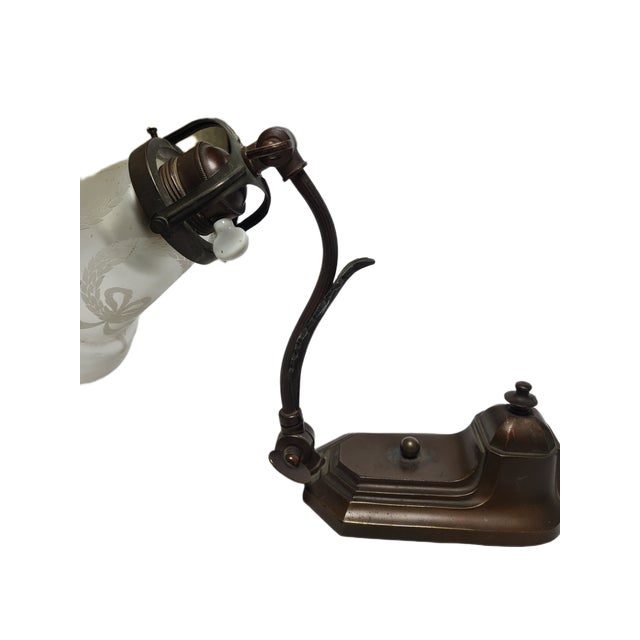 Metal Art Nouveau German Piano Lamp in Glass and Tin, 1900s For Sale - Image 7 of 10