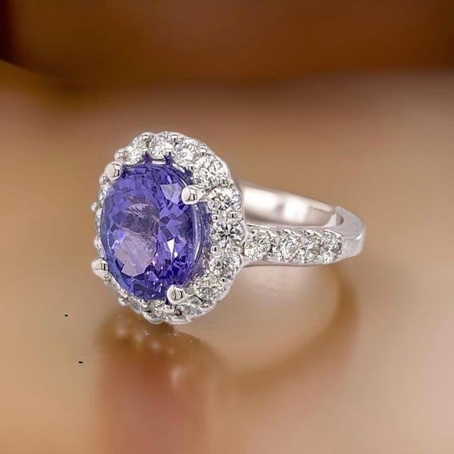 Tanzanite Diamond Ring 14 kt 5.30 tcw Certified $6,950 013306 This is a One of a Kind Unique Custom Made Glamorous Piece...