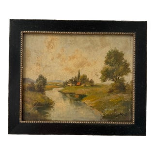 Antique, English, Rural, Landscape, Framed For Sale