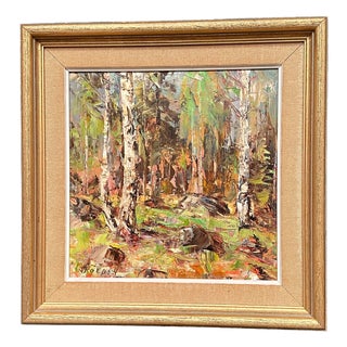 John Sköld, Birch Forest, 1954, Oil on Canvas, Framed For Sale