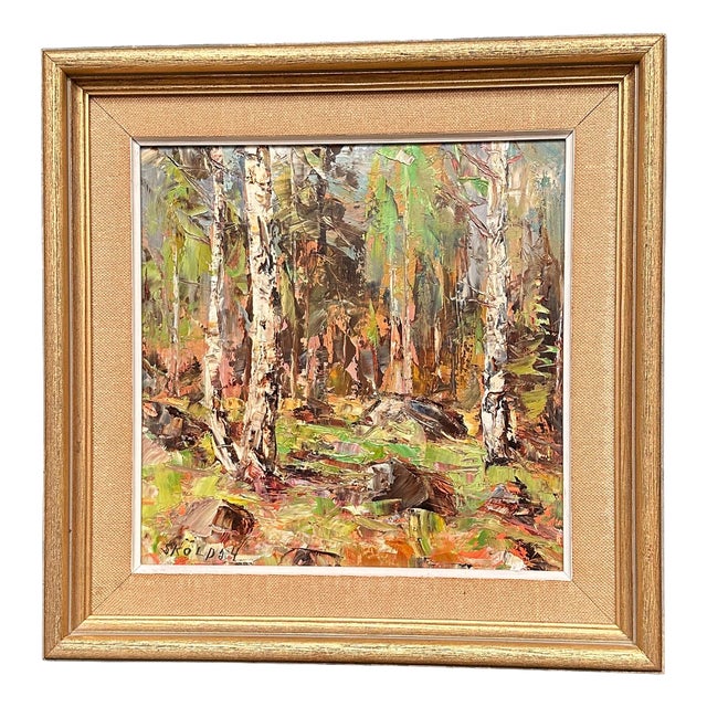 John Sköld, Birch Forest, 1954, Oil on Canvas, Framed For Sale