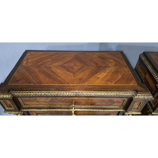 Tall French Louis XVI Porcelain Mounted Cabinets, 1880, Set of 2 For Sale - Image 12 of 18