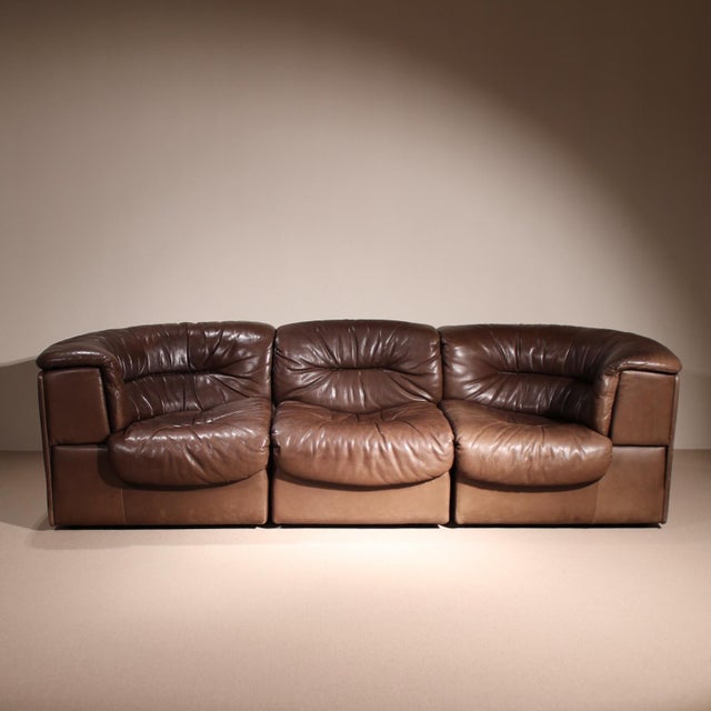 Brown DS-14 Modular Sofa in Leather from de Sede, 1980s, Set of 4 For Sale - Image 8 of 18
