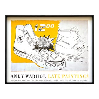 Andy Warhol Vintage 1992 Lithograph Print Framed Pop Art Exhibition Poster " Converse Sneaker Extra Special Value " 1985 For Sale