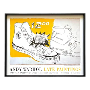 Andy Warhol Vintage 1992 Lithograph Print Framed Pop Art Exhibition Poster " Converse Sneaker Extra Special Value " 1985