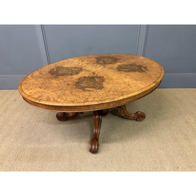 Large Victorian Burr Walnut Coffee Table, 1875 For Sale - Image 15 of 15