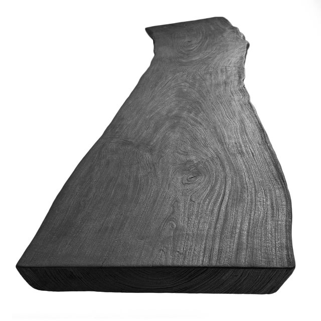 Organic Modern Black Natural Edge Slab Bench/Coffee Table For Sale - Image 4 of 9