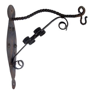 Arts and Crafts Hand Wrought Iron Light or Plant Bracket For Sale