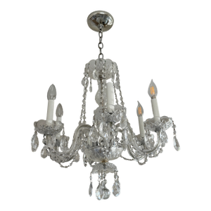 Vintage 1960s Crystal Chandelier - 6 Arm