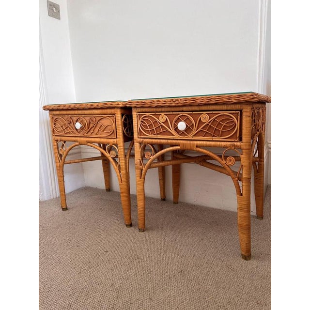 Ornate Wicker Bedside Tables, Set of 2 For Sale - Image 9 of 9