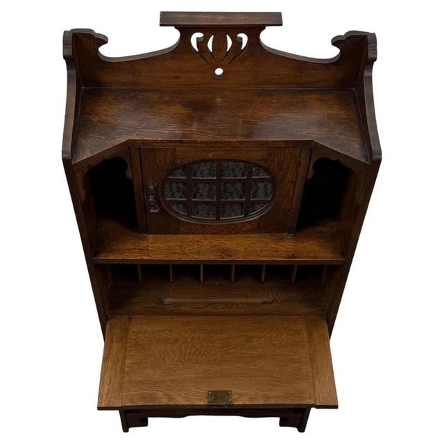 19th Century 20th Century Arts and Crafts Oak Bureau, 1890s For Sale - Image 5 of 13