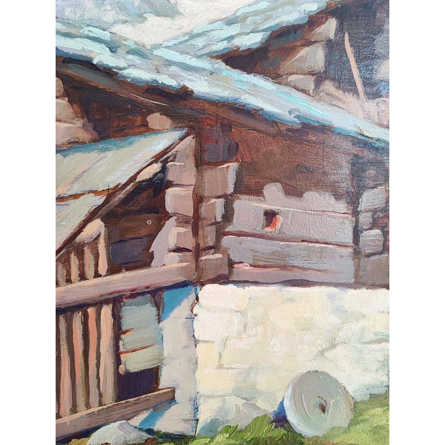 E. Mariola, Payasage de montagne et chalets, 1942, Oil on Wood, Framed For Sale - Image 6 of 12