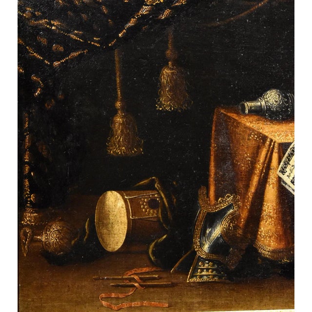 Baroque Francesco Noletti Detto Il Maltese, Still Life with Armor, 1640, Oil on Canvas, Framed For Sale - Image 3 of 16