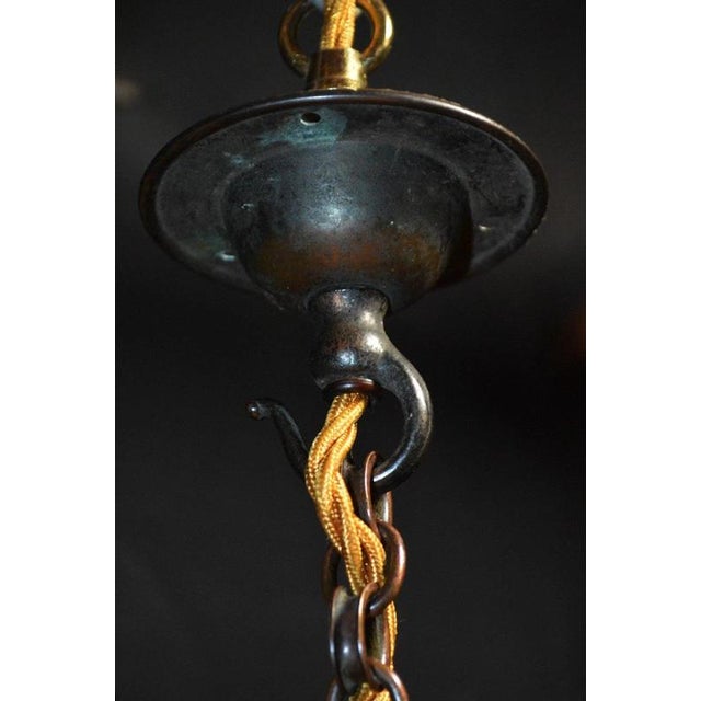 Antique Art Nouveau Flame Glass and Bronze Pendant Light, 1910 For Sale - Image 17 of 18