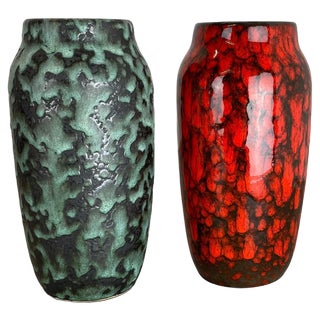 Super Color Crusty Fat Lava Vases attributed to Scheurich, Germany, 1970s, Set of 2 For Sale