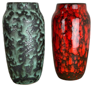 Super Color Crusty Fat Lava Vases attributed to Scheurich, Germany, 1970s, Set of 2