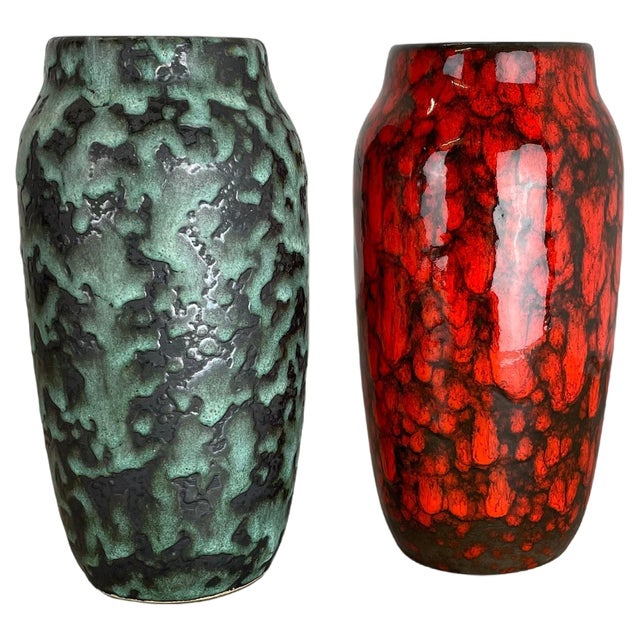Super Color Crusty Fat Lava Vases from Scheurich, Germany, 1970s, Set of 2 For Sale